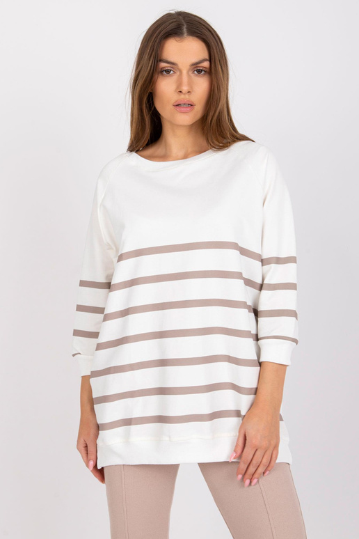 Ecru-tmavě béžová proužkovaná halenka...