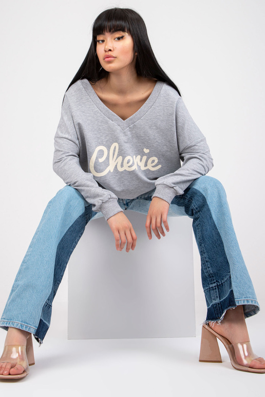 Šedá mikina s melanžovým potiskem s...