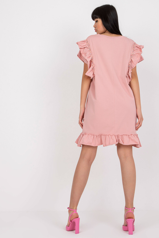 Světle růžové bavlněné šaty s volánem...