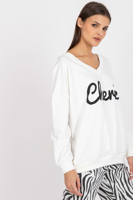 Bavlněná oversize mikina Ecru s potiskem