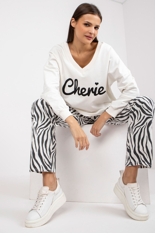 Bavlněná oversize mikina Ecru s potiskem