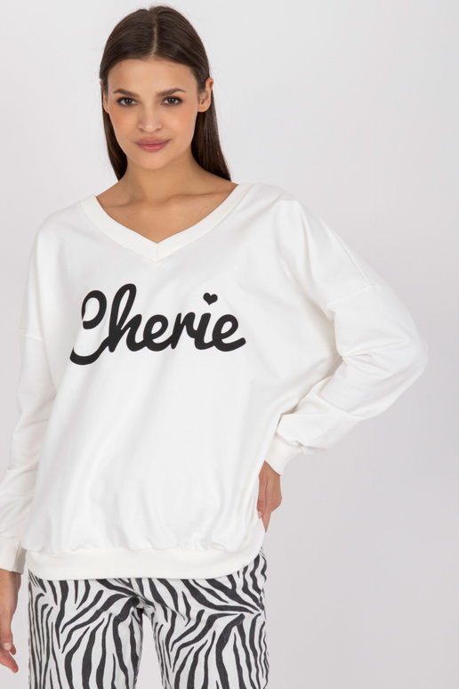 Bavlněná oversize mikina Ecru s potiskem