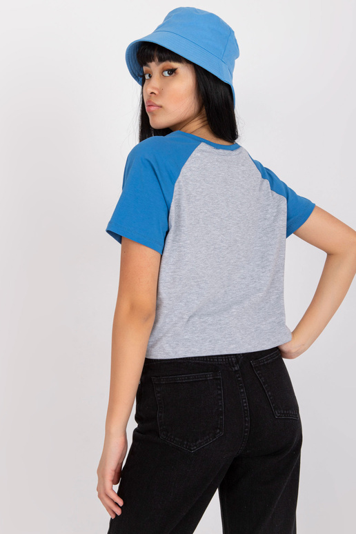 Šedomodré krátké tričko s nápisem