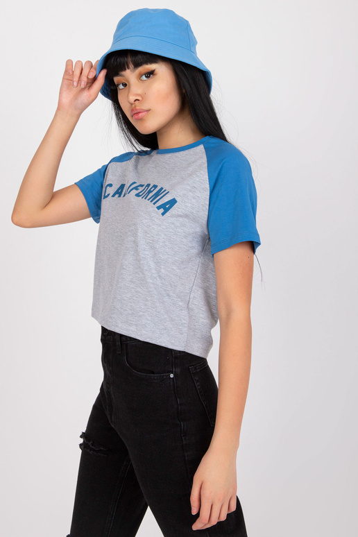 Šedomodré krátké tričko s nápisem