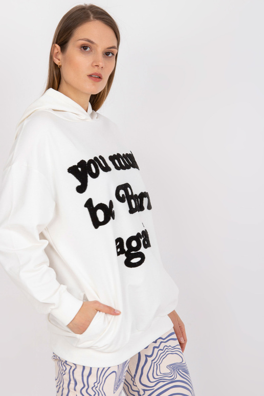 Ecru mikina oversize bavlna s kapucí