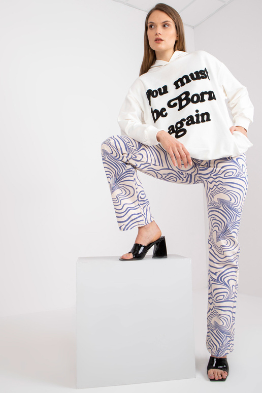 Ecru mikina oversize bavlna s kapucí