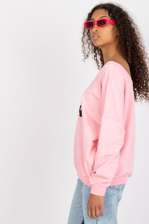 Světle růžová a černá mikina s...