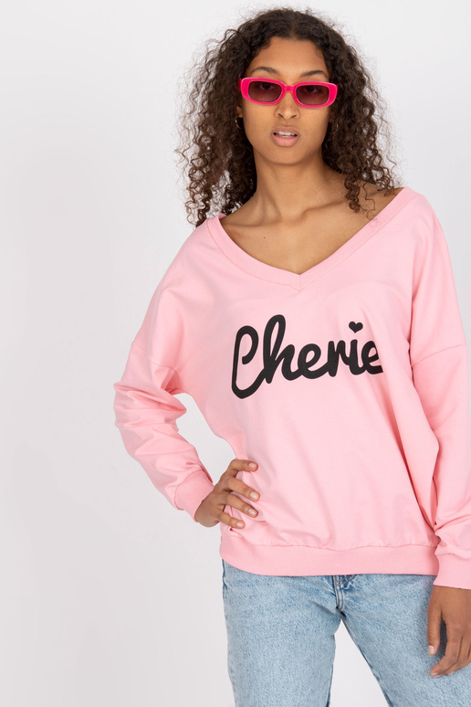 Světle růžová a černá mikina s...