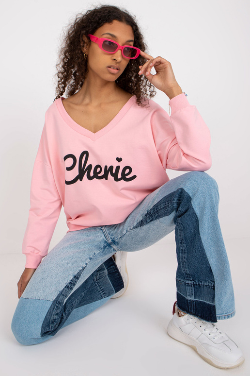 Světle růžová a černá mikina s...