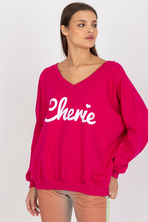 Fuchsiově bílá mikina s dlouhým...