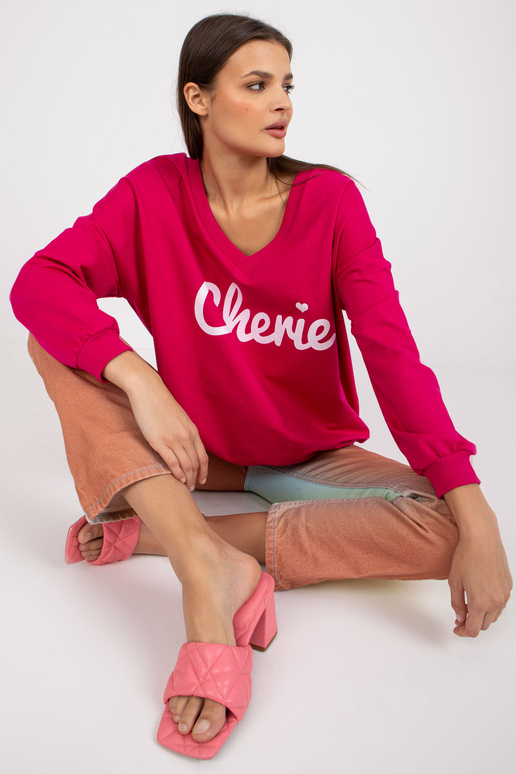 Fuchsiově bílá mikina s dlouhým...