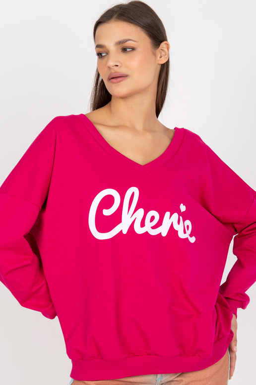 Fuchsiově bílá mikina s dlouhým...