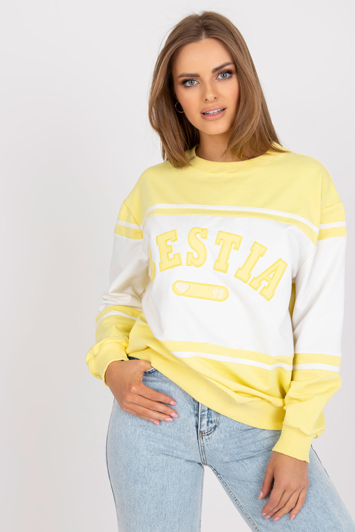 Žlutá a bílá mikina bez kapuce se...