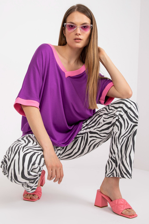 Fialová a růžová oversize halenka s...