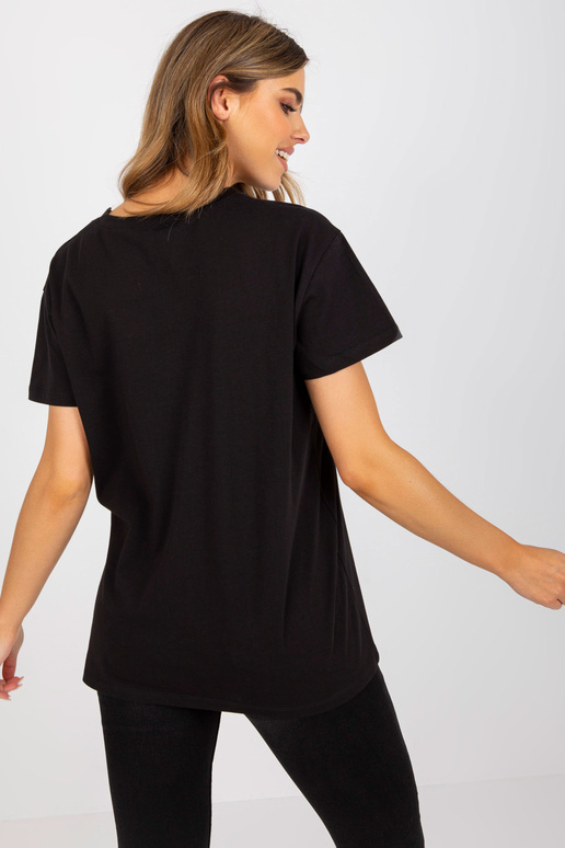 Černé a béžové bavlněné volné tričko