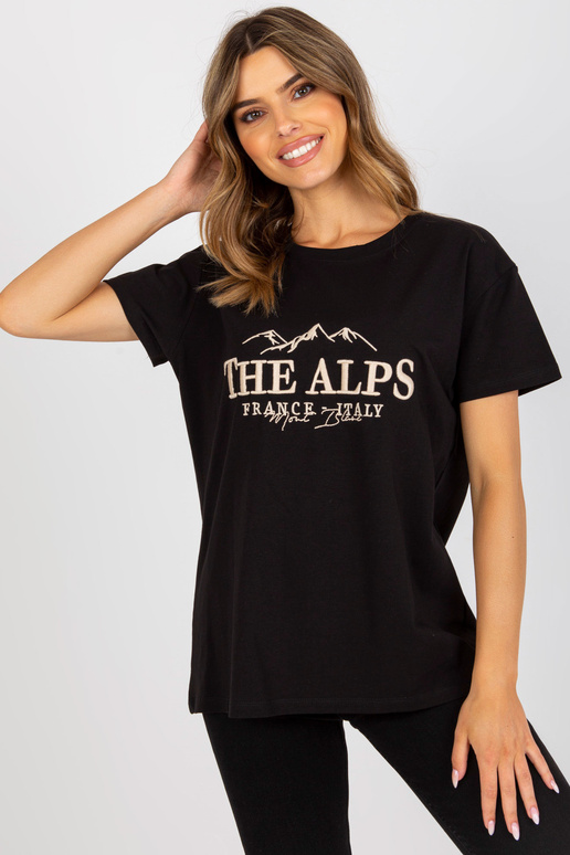 Černé a béžové bavlněné volné tričko