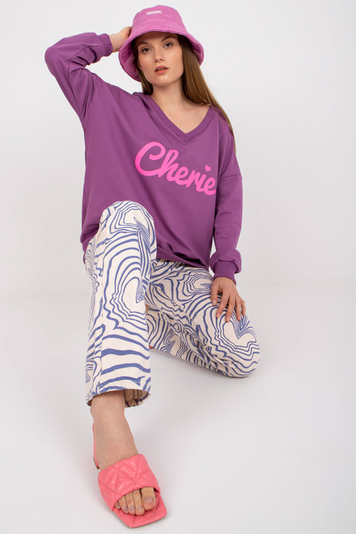 Fialová růžová bavlněná mikina s...