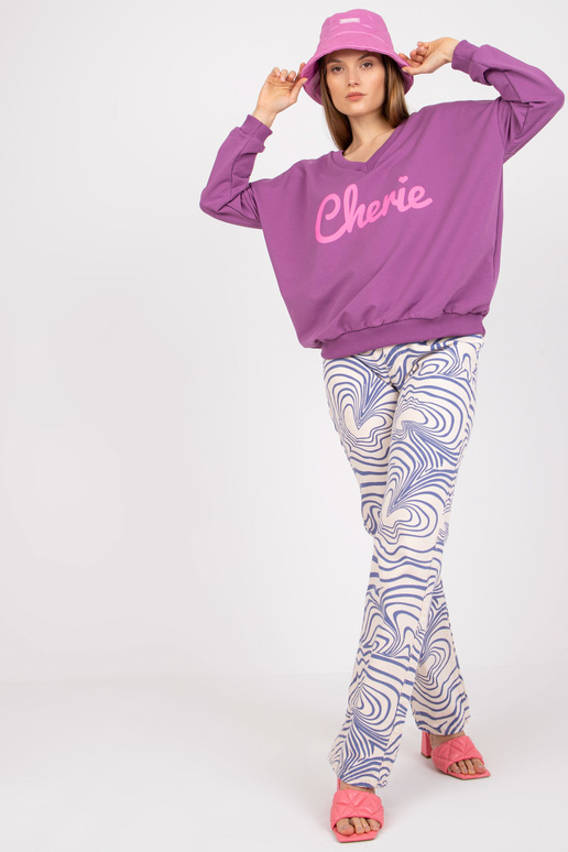 Fialová růžová bavlněná mikina s...