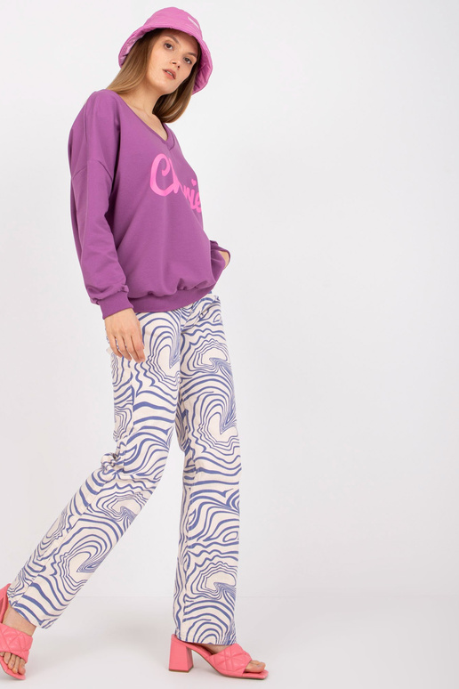 Fialová růžová bavlněná mikina s...