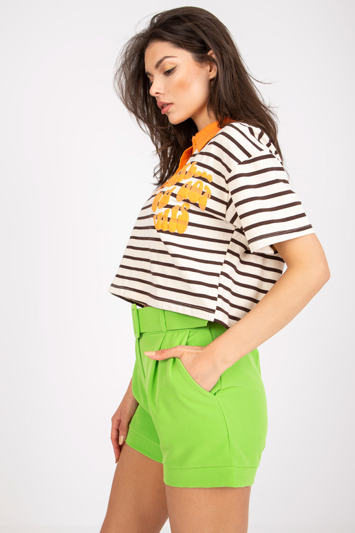 Béžová hnědá proužkovaná polokošile