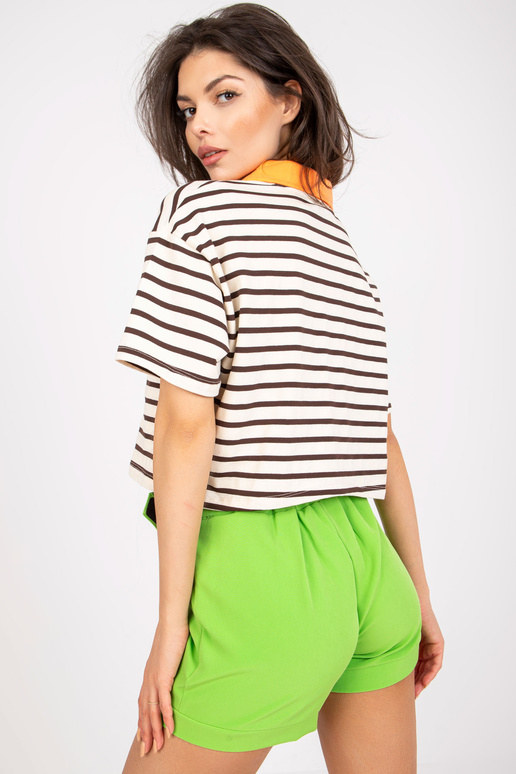 Béžová hnědá proužkovaná polokošile