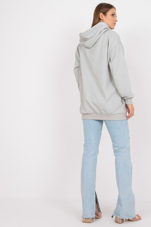 Světle šedá dlouhá mikina s kapucí a...