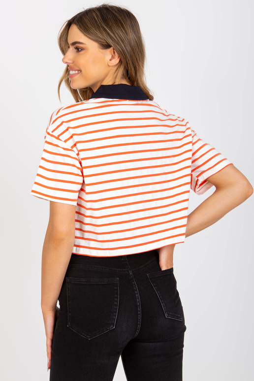 Bílé a oranžové krátké polo triko s...