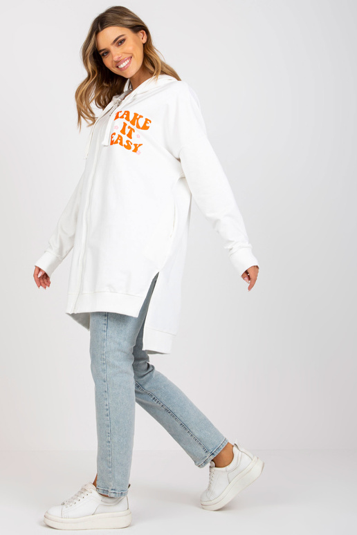 Bílo-oranžová oversize mikina na zip...