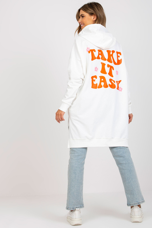 Bílo-oranžová oversize mikina na zip...