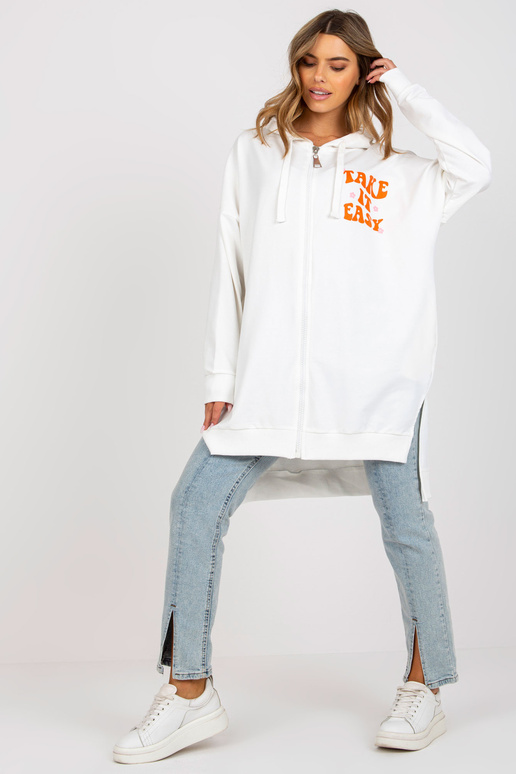 Bílo-oranžová oversize mikina na zip...