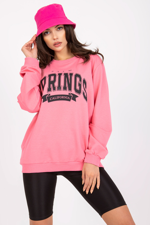 Růžová černá dámská mikina s dlouhým...