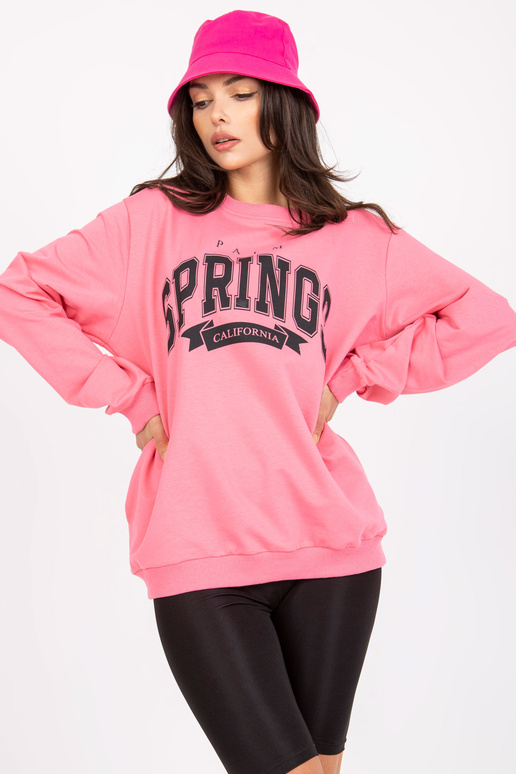 Růžová černá dámská mikina s dlouhým...