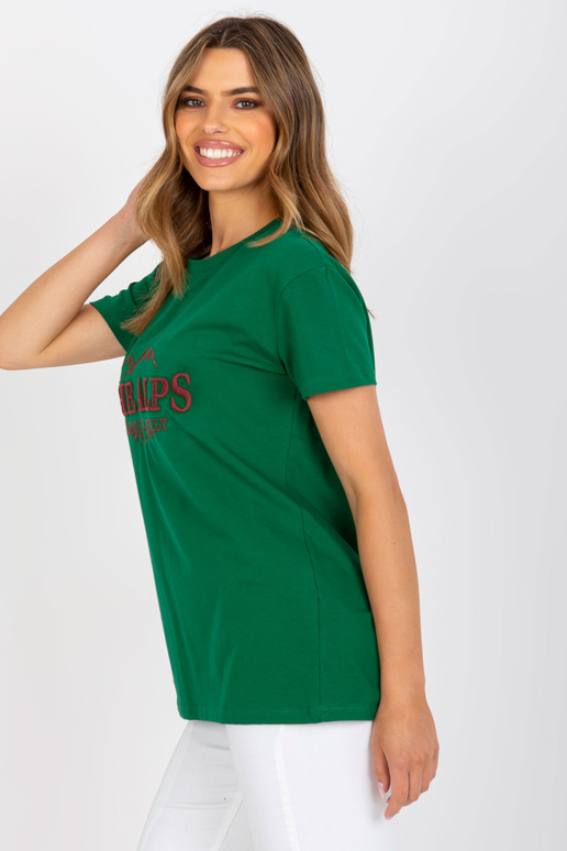 Zelené a béžové volné tričko s pruhy