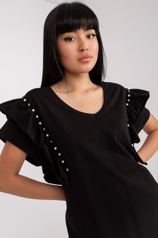 Černé bavlněné ležérní volánkové šaty