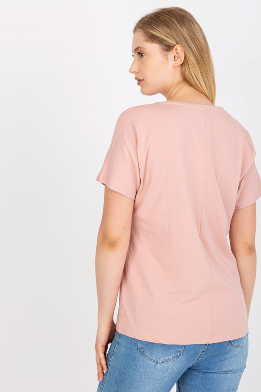 Špinavé růžové tričko s výstřihem do V