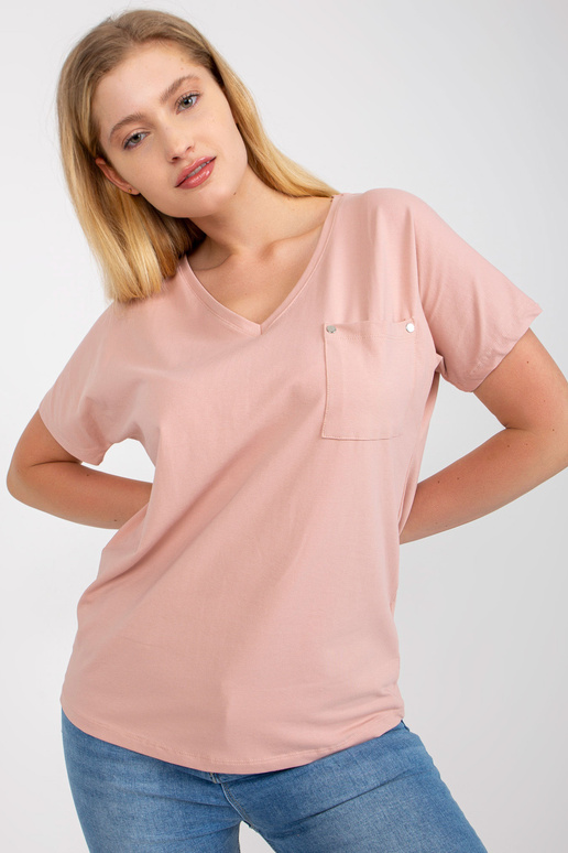 Špinavé růžové tričko s výstřihem do V