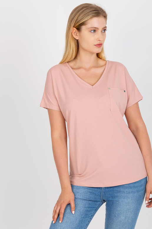 Špinavé růžové tričko s výstřihem do V