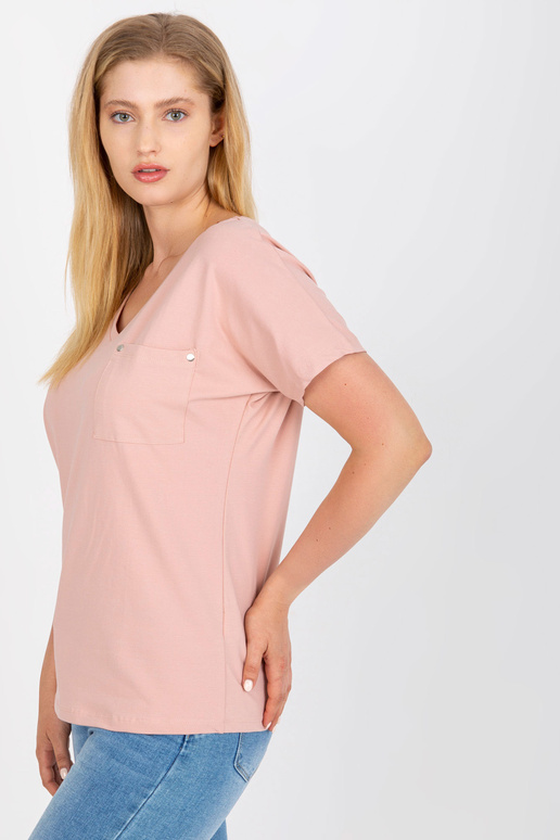 Špinavé růžové tričko s výstřihem do V