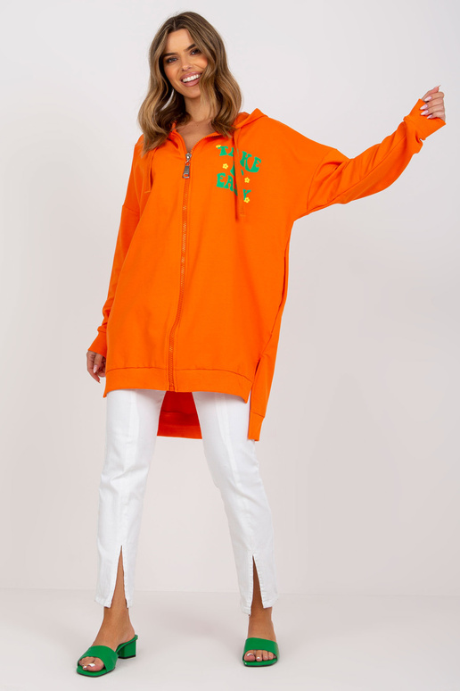 Oranžovo-zelená dlouhá bavlněná mikina