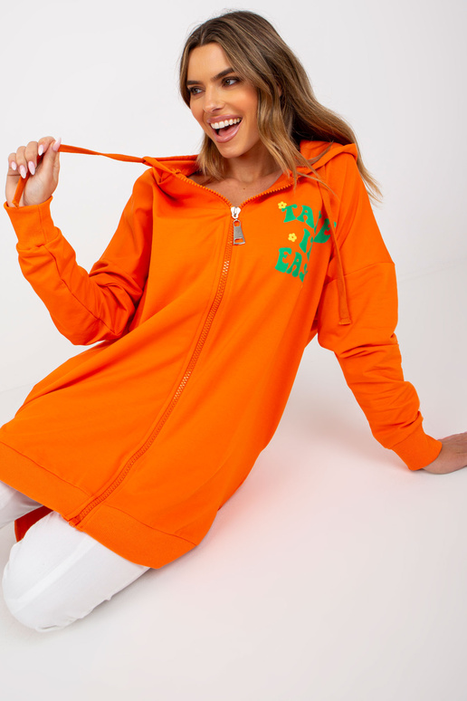 Oranžovo-zelená dlouhá bavlněná mikina