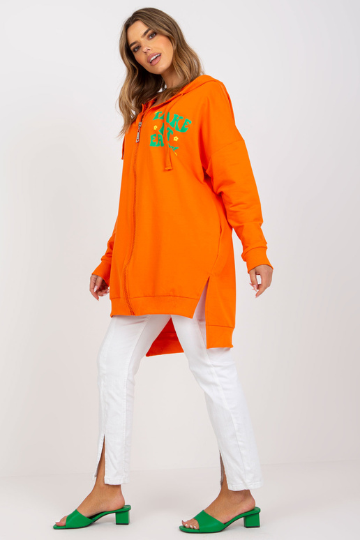 Oranžovo-zelená dlouhá bavlněná mikina