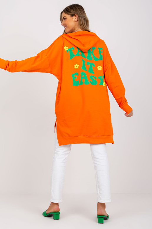 Oranžovo-zelená dlouhá bavlněná mikina