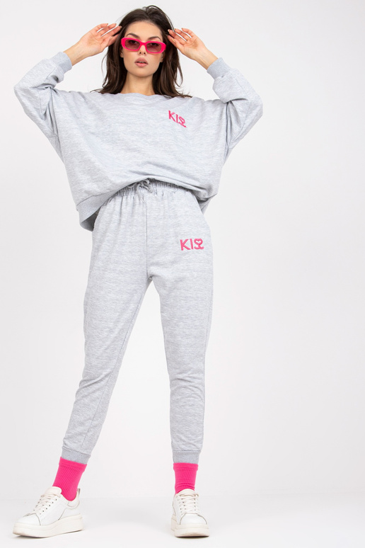 Šedá melanžová mikina s kalhotami Šedá melanžová mikina s kalhotami