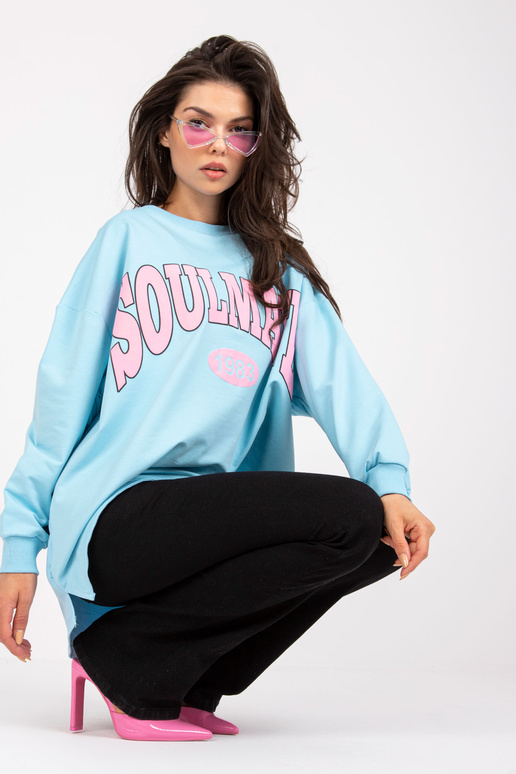 Světle modrá a růžová mikina s...