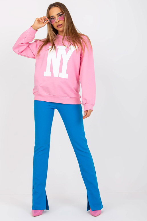 Růžová mikina bez potisku kapuce Růžová mikina bez potisku kapuce