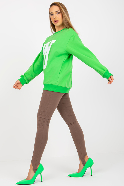 Světle zelená bavlněná mikina s potiskem Světle zelená bavlněná mikina s potiskem