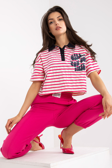 Bílé a růžové krátké polo...