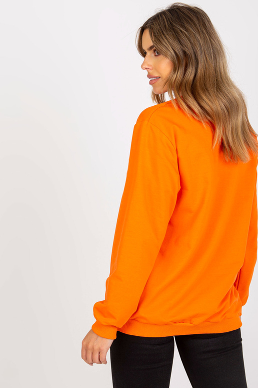 Oranžovo-bílá mikina s kapucí a potiskem