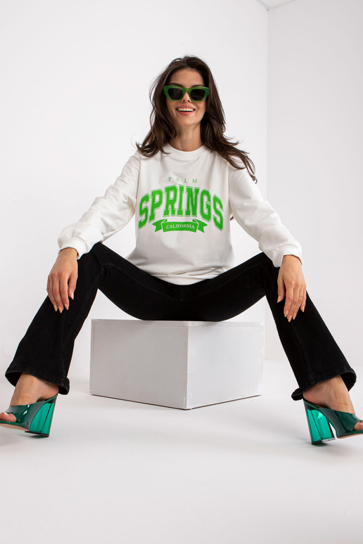 Bílo-zelená oversize mikina s potiskem