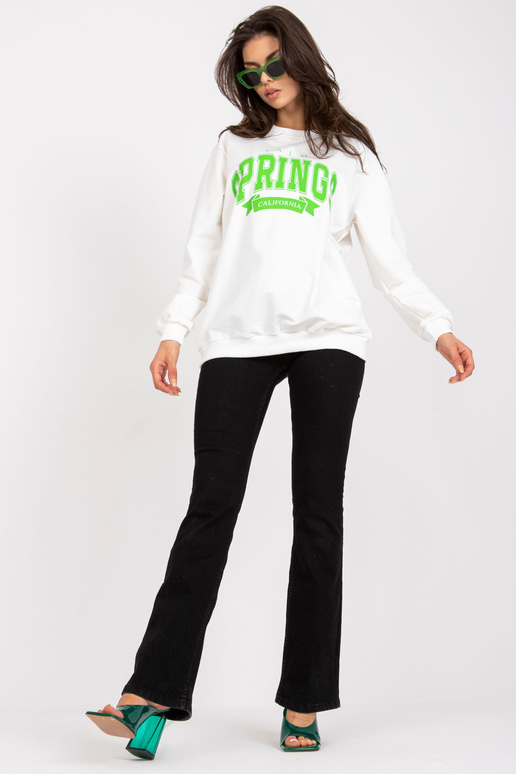 Bílo-zelená oversize mikina s potiskem